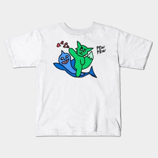 Pew Pew Kitty Color Kids T-Shirt